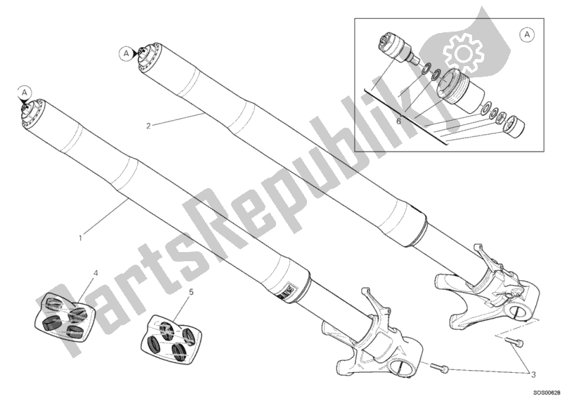 All parts for the Front Fork of the Ducati Superbike 1199 Panigale S 2012